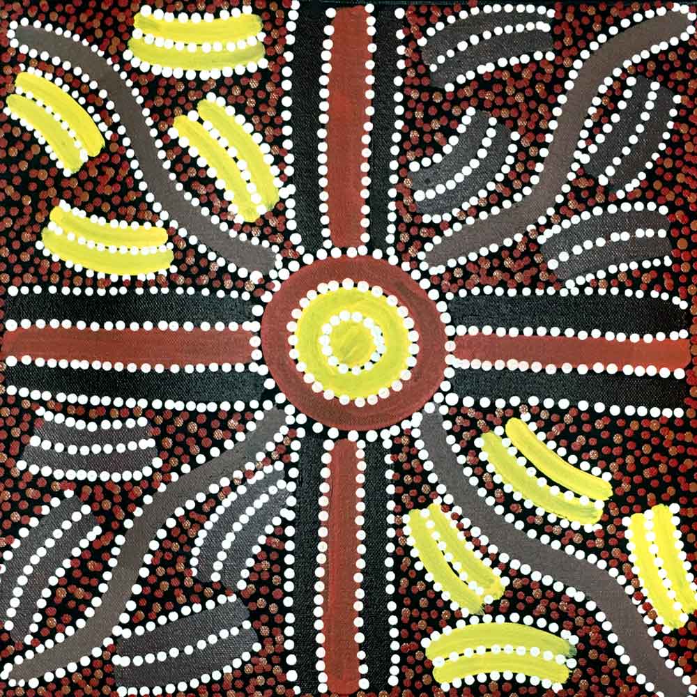 Ahakeye (Bush Plum) Dreaming by Lindsay Bird Mpetyane by Lindsay Bird Mpetyane, 30cm x 30cm. Australian Aboriginal Art.