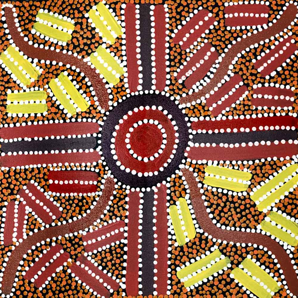 Ahakeye (Bush Plum) Dreaming by Lindsay Bird Mpetyane by Lindsay Bird Mpetyane, 30cm x 30cm. Australian Aboriginal Art.