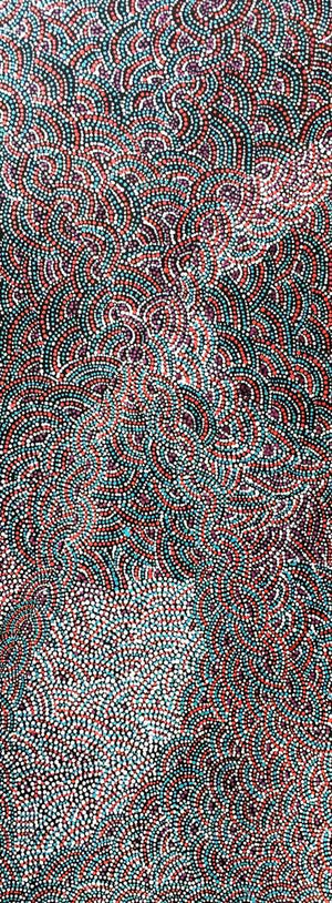 Arwengerrp (Bush Turkey) by Rosie Pwerle by Rosie Pwerle, 120cm x 45cm. Australian Aboriginal Art.