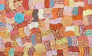 Large My Mother's Country painting by Betty Mbitjana. 150cm x 90cm.