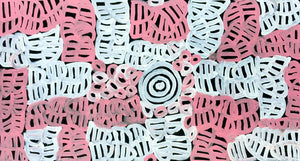 Small pink and white painting by Betty Mbitjana