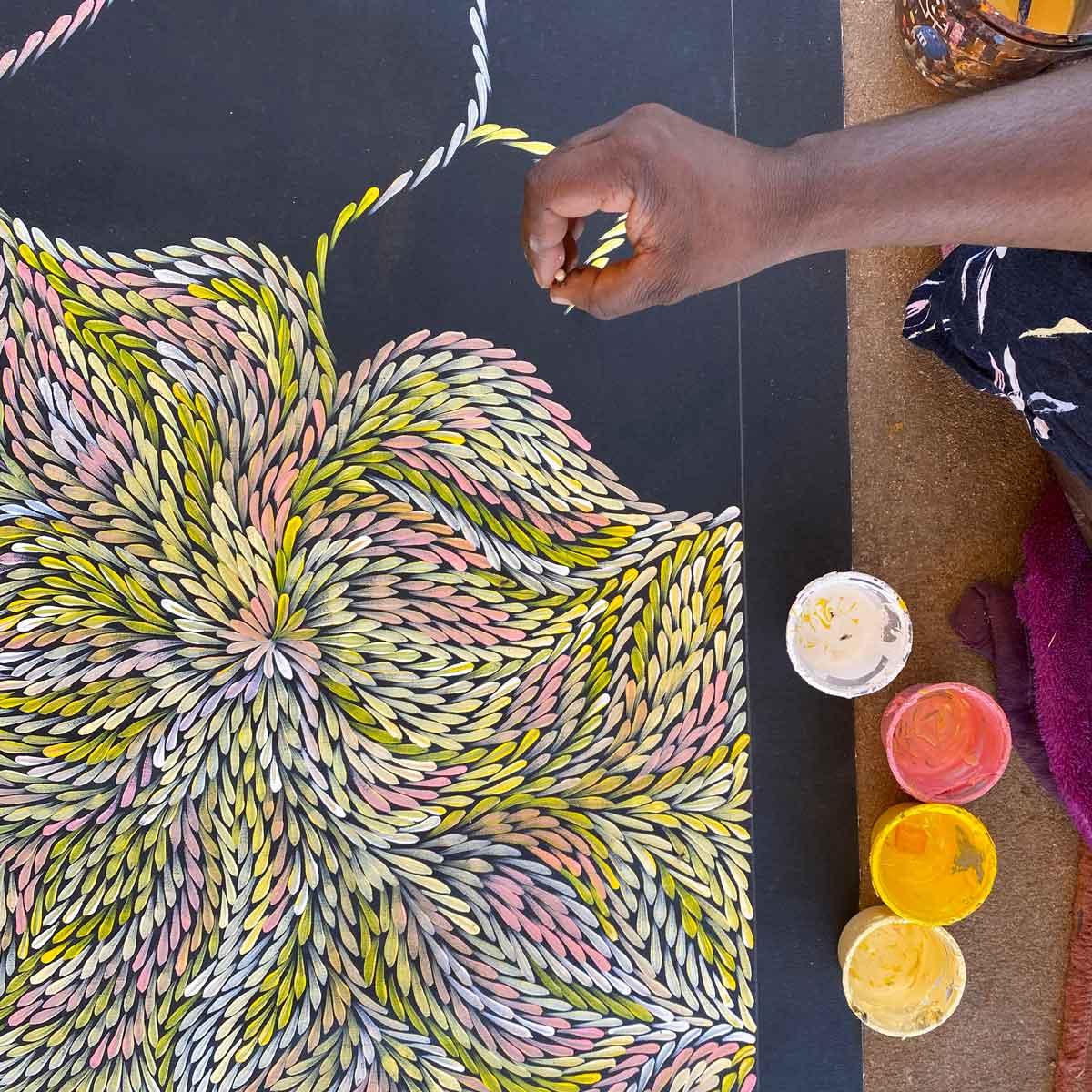 Pencil Yam Flower by Dulcie Pwerle Long (SOLD)