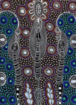 Dreamtime Sisters by Colleen Wallace Nungari. Australian Aboriginal Art.