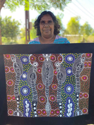 Dreamtime Sisters by Colleen Wallace Nungari. Australian Aboriginal painting.