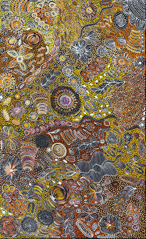 Bush Yam Story by Janet Golder Kngwarreye. Australian Aboriginal Art.