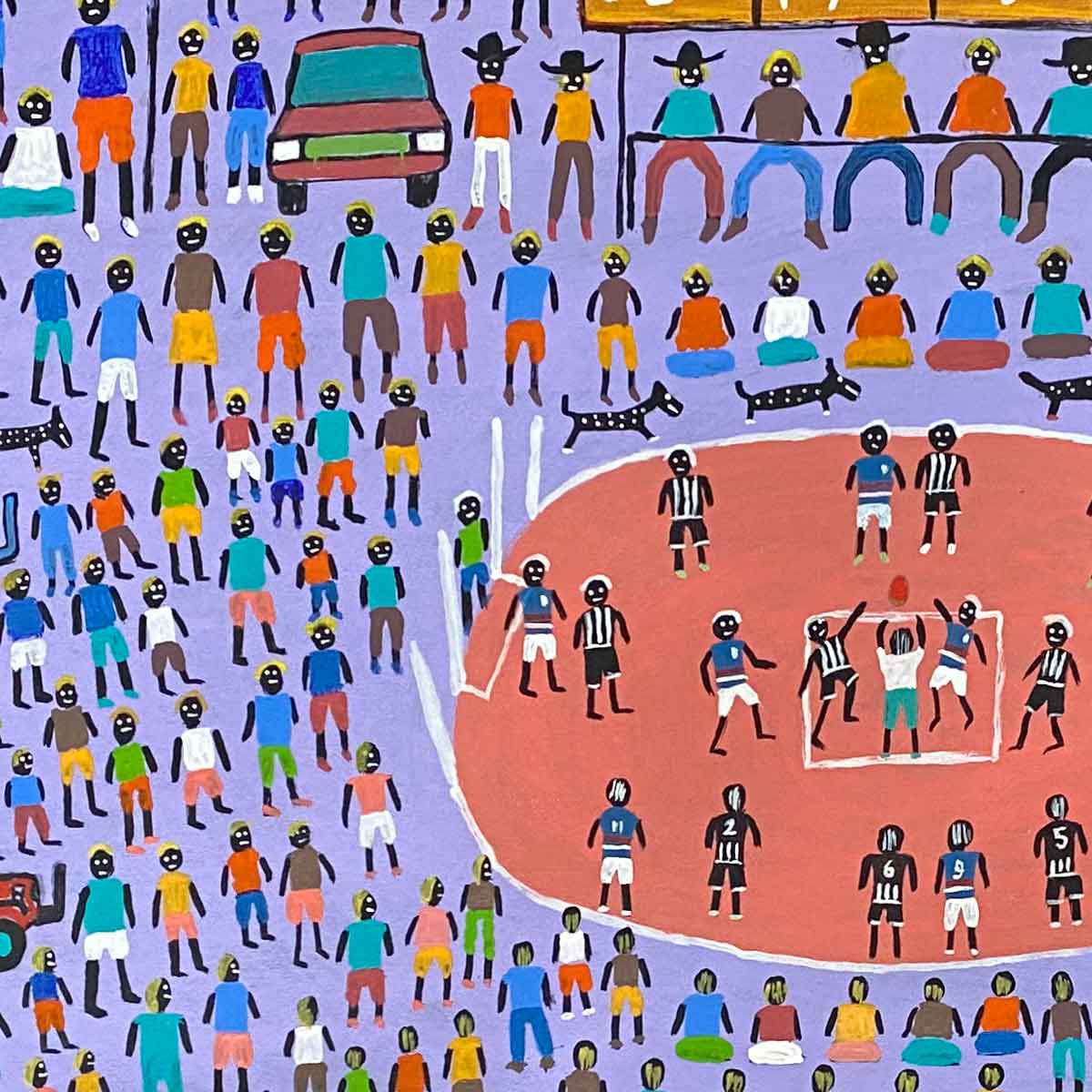 Bush Football by Dinny Kunoth Kemarre. Australian Aboriginal painting.
