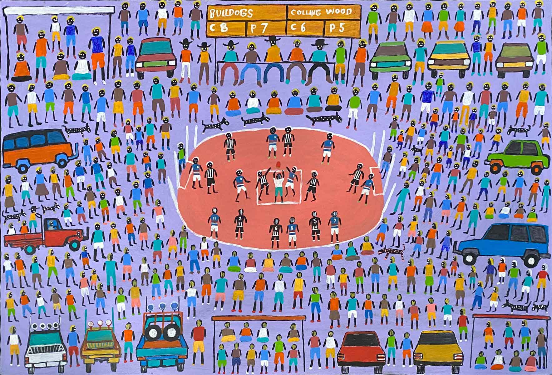 Bush Football by Dinny Kunoth Kemarre. Australian Aboriginal painting.