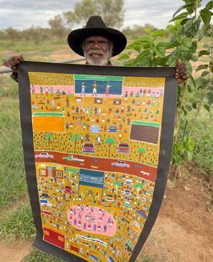 Utopia Scene by Dinny Kunoth Kemarre. Australian Aboriginal Art.