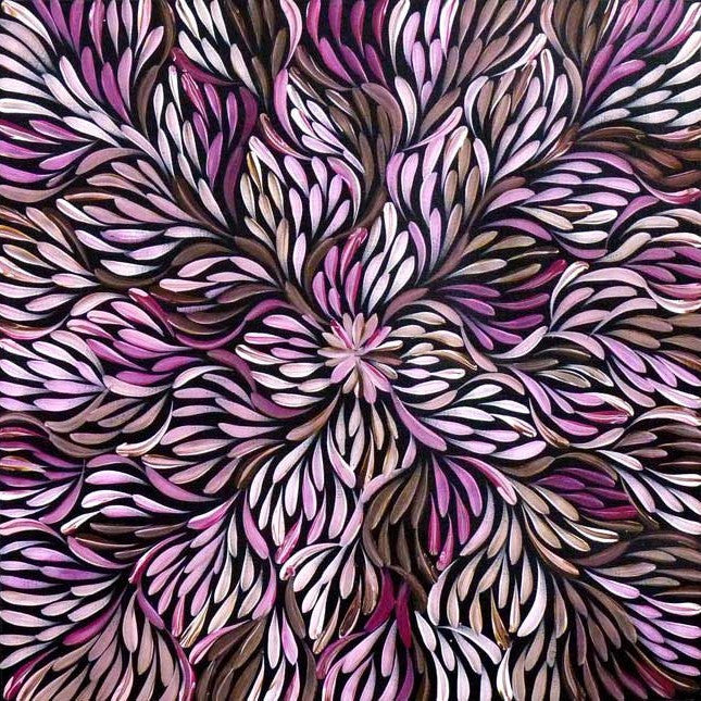 Wild Flowers by Mary Petyarre, 45cm x 45cm. Aboriginal Painting. #AboriginalArt #UtopiaLane