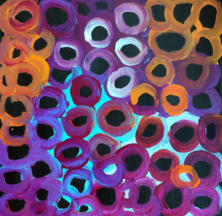 Soakage by Lena Pwerle (SOLD), 30cm x 30cm. Aboriginal Painting. #AboriginalArt #UtopiaLane