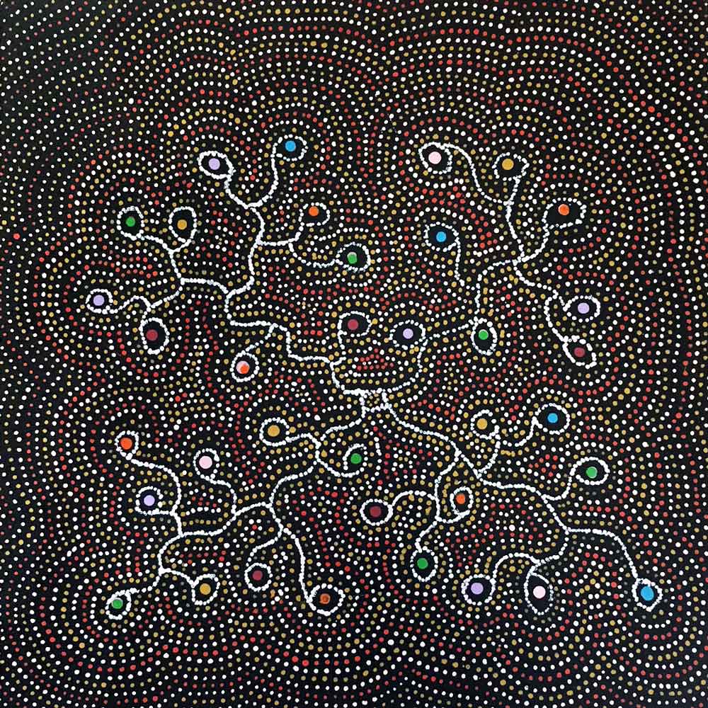 Honey Ant Dreaming by Julie Pengarte (SOLD)-by-Julie Pengarte-30cm x 30cm-at-Utopia-Lane-Gallery #AboriginalArt #Julie Pengarte