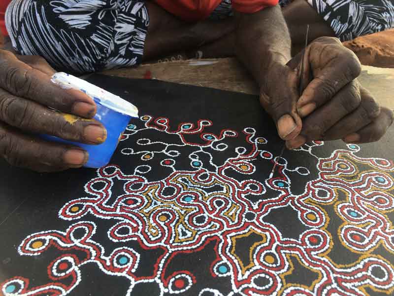 Honey Ant Dreaming by Julie Pengarte-by-Julie Pengarte-30cm x 30cm-at-Utopia-Lane-Gallery #AboriginalArt #Julie Pengarte